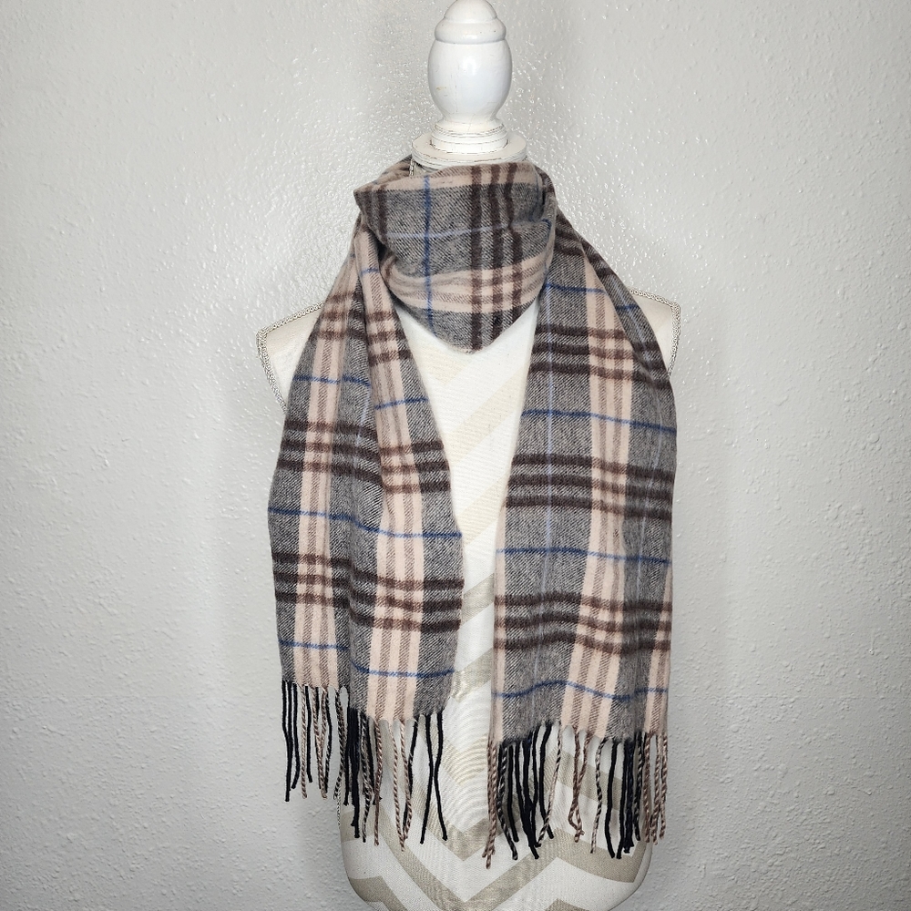 Enzo Mantovani Cashmere Blend Scarf-brown Plaid